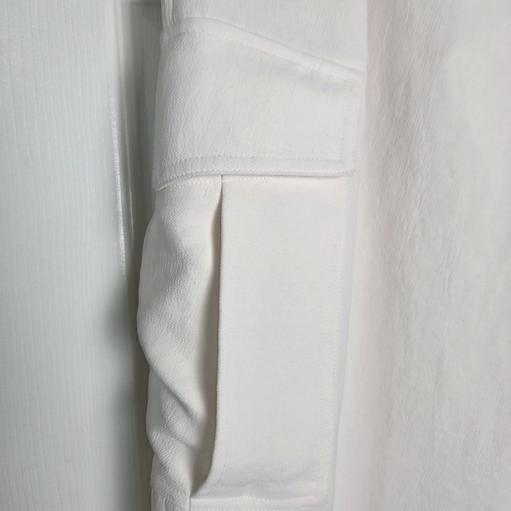Wilfred Aritzia Womens 8 Ivory Barrel Cargo Pants Wide Leg High Rise Pockets - Picture 4 of 10